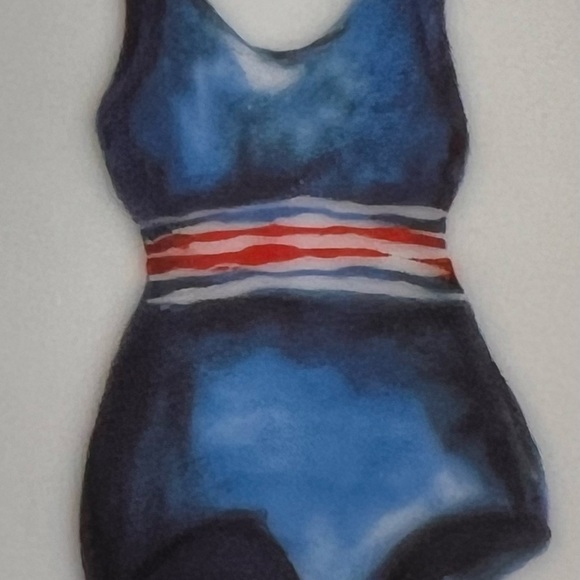 NIB whimsical, 50’s swimsuit inspired set of 4 porcelain Prima Design plates - Picture 3 of 16